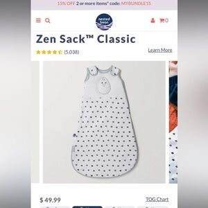 TWO Nested Bean “Zen Sack” sleep sacks 0-6 months